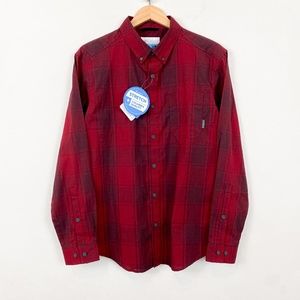 NEW Columbia Long Sleeve Stretch Shirt Red Black